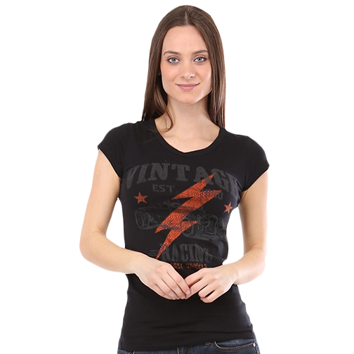 Vintage Racing Graphic Tee, Black/Red