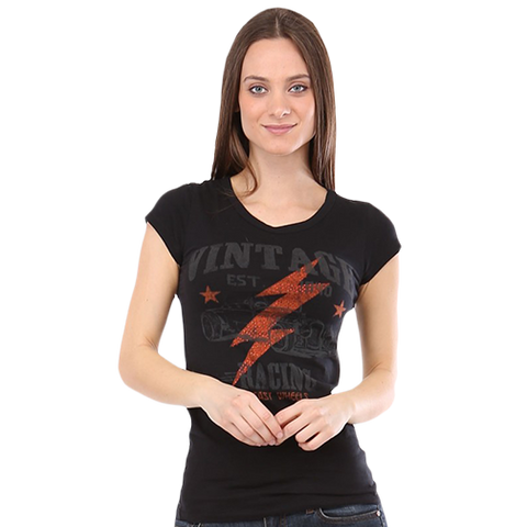 Vintage Racing Graphic Tee, Black/Red