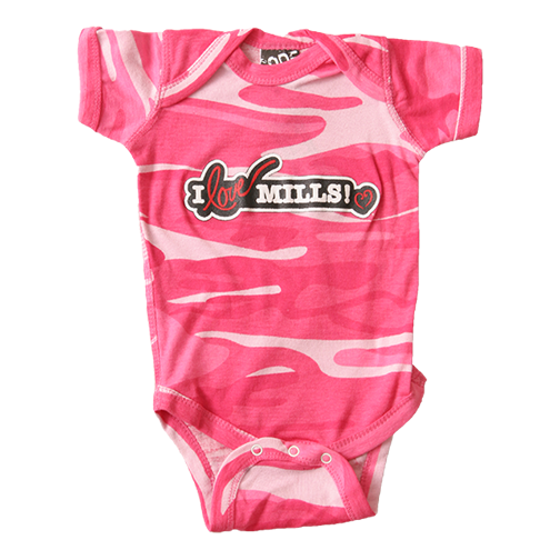 I Love Mills! Baby Camo Onesie - Pink Camo