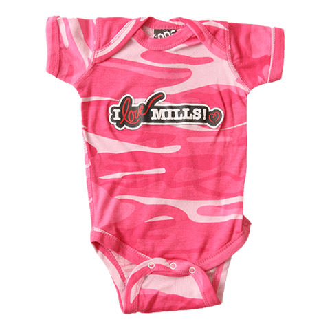 I Love Mills! Baby Camo Onesie - Pink Camo