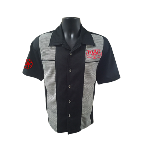 MAG Classic Houndstooth Panel Shirt - Black/White,Red