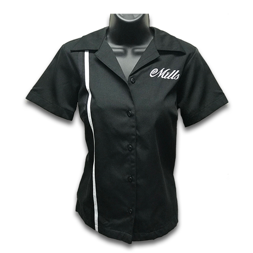 Mills Retro Womens Racer Shirt - Black/White