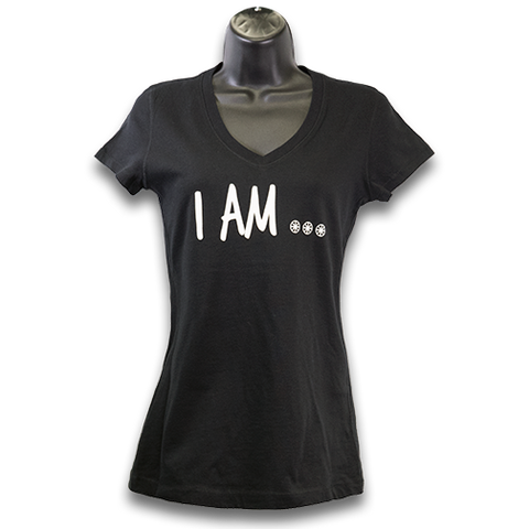 MAG "I Am..." V-Neck Jersey T-Shirt -Black/White