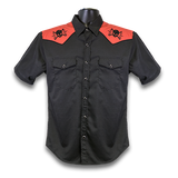 MAX Lightning Skull Western Shirt - Black/Red