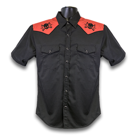 MAX Lightning Skull Western Shirt - Black/Red
