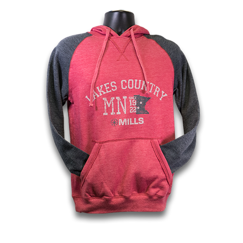 MAG "Lakes Country" Raglan Hoodie - Heathered Red/Charcoal