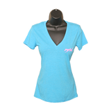 MAX V-Neck T-Shirt - Aqua/Pink