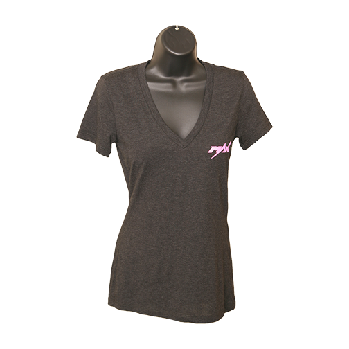 MAX V-Neck T-Shirt - Charcoal/Pink