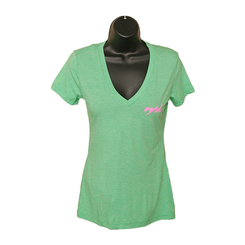 MAX V-Neck T-Shirt - Green/Pink