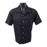 MAX 'Back In Black' Metal Skull Button Shirt - Black/Black