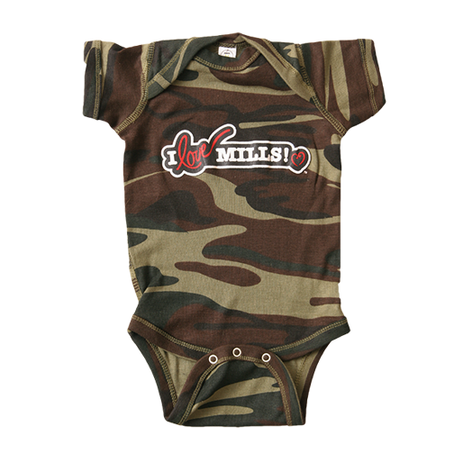 I Love Mills! Baby Camo Onesie - Green Camo