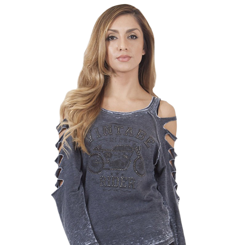 Vintage Motorcycle Burnout Top, Charcoal