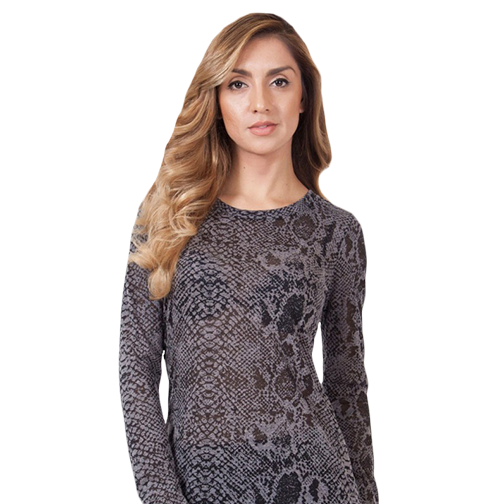 Snake-Print Burnout Top, Charcoal
