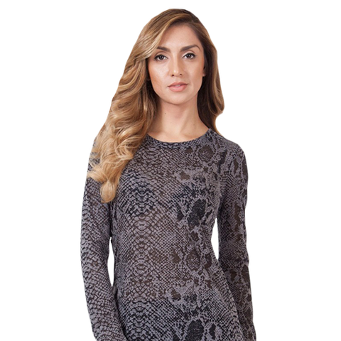 Snake-Print Burnout Top, Charcoal