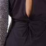 Snake-Print Burnout Top, Charcoal