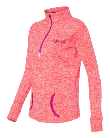 J America Cosmic Fleece 1/4 Pullover - Fire Coral/Magenta