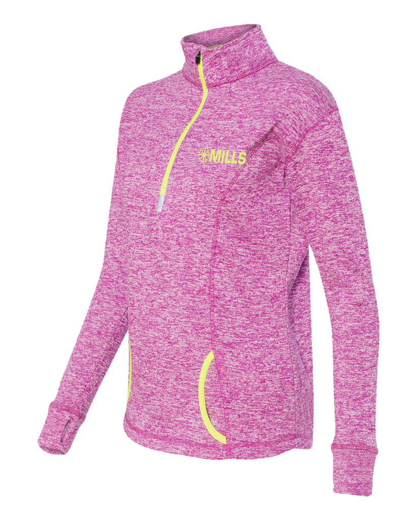 J America Cosmic Fleece 1/4 Pullover - Magenta/Neon Yellow