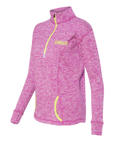 J America Cosmic Fleece 1/4 Pullover - Magenta/Neon Yellow